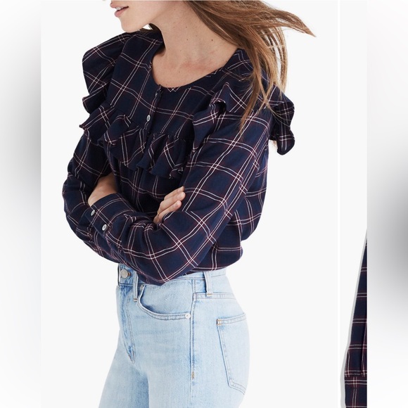 Madewell Paid Ruffle Yoke Top - Picture 4 of 5
